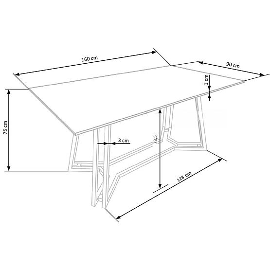 KONAMI stol, ploča - crni mramor, noge - zlatne (2p=1ks)
