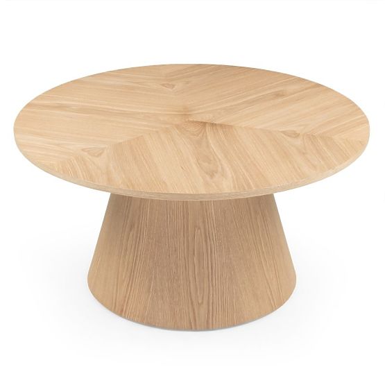 Konferencijski stol Dalarna, 90 cm, okrugli, prirodni hrastov furnir