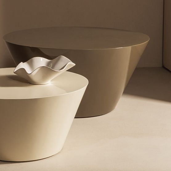 Konferencijski stolić Eclipso, 60 cm, krem bijeli, sjajni