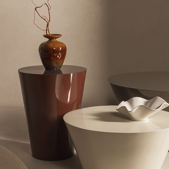 Konferencijski stolić Eclipso, 60 cm, krem bijeli, sjajni