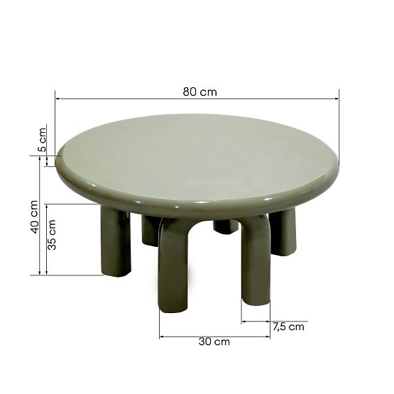 Konferencijski stolić Flambe 80 cm, zeleni/sivi, sjajni