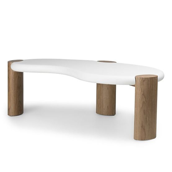 Konferencijski stolić Floe 125 cm, bijeli/orah