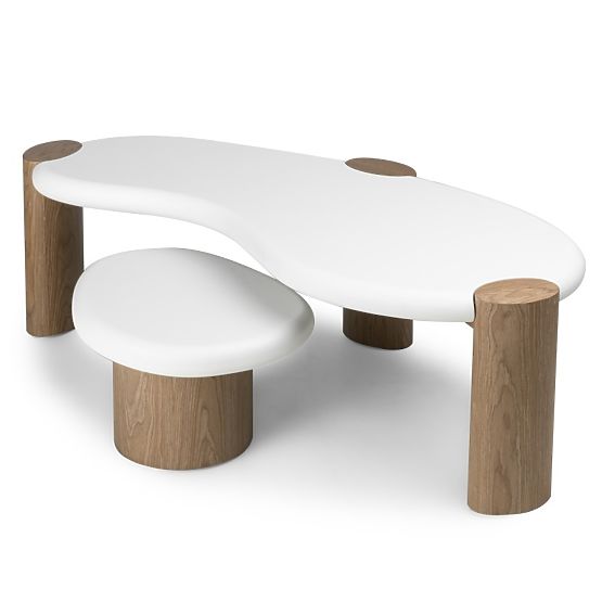 Konferencijski stolić Floe 125 cm, bijeli/orah