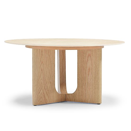 Konferencijski stolić Klimt 90 cm, okrugli, travertin/hrast