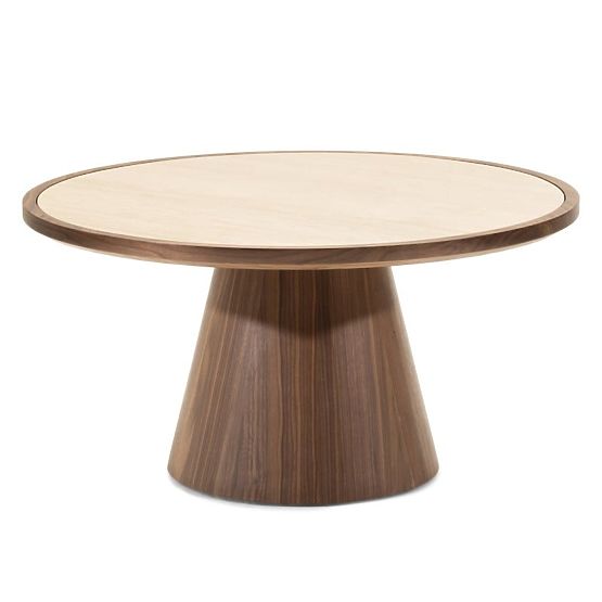 Konferencijski stolić Kyoto 80 cm, okrugli, travertin/orah