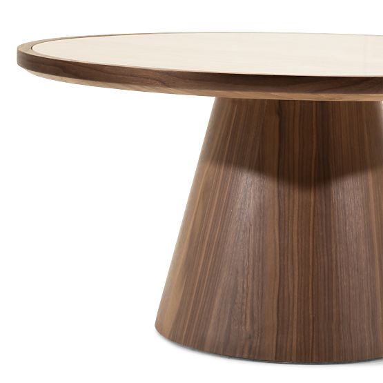 Konferencijski stolić Kyoto 80 cm, okrugli, travertin/orah