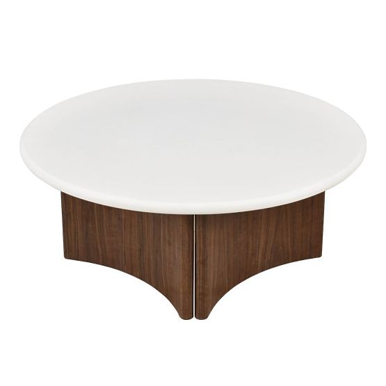 Konferencijski stolić Marlo 80 cm, krem bijela/orah, mikrocement