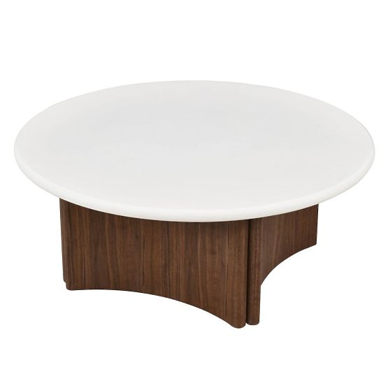 Konferencijski stolić Marlo 80 cm, krem bijela/orah, mikrocement