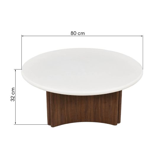 Konferencijski stolić Marlo 80 cm, krem bijela/orah, mikrocement
