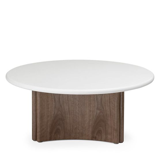 Konferencijski stolić Marlo 80 cm, krem bijela/orah, mikrocement