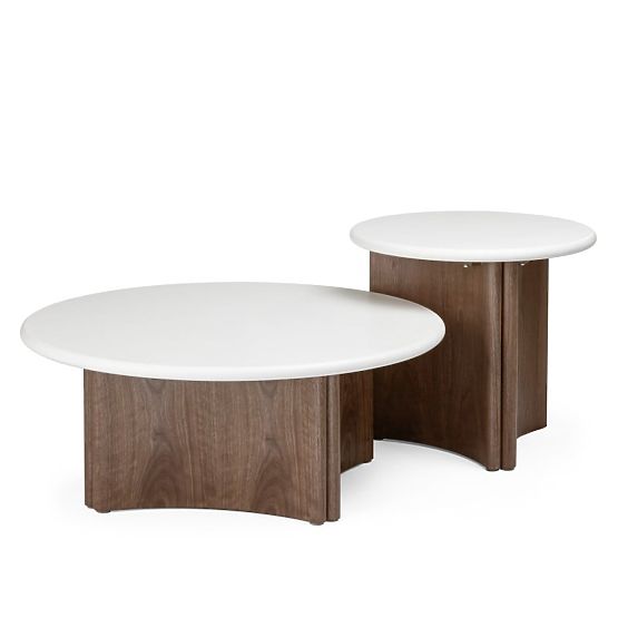 Konferencijski stolić Marlo 80 cm, krem bijela/orah, mikrocement