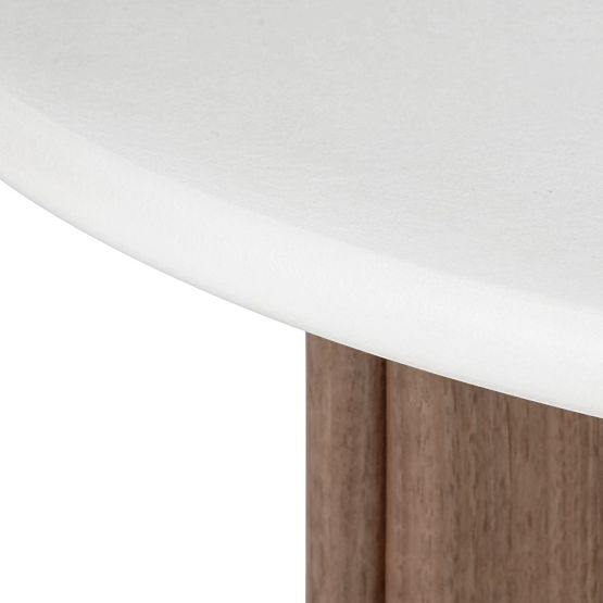Konferencijski stolić Marlo 80 cm, krem bijela/orah, mikrocement
