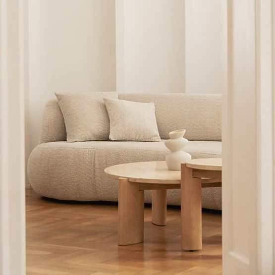 Konferencijski stolić Medley 90 cm, okrugli, travertin/jasen