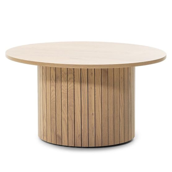 Konferencijski stolić Remigio 80 cm, okrugli s letvicama, hrast