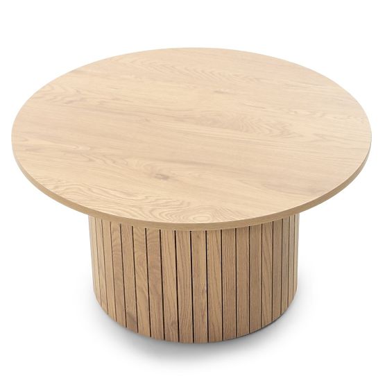Konferencijski stolić Remigio 80 cm, okrugli s letvicama, hrast