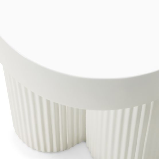 Konferencijski stolić Salerno 45 cm, okrugli, bijeli, s urezima