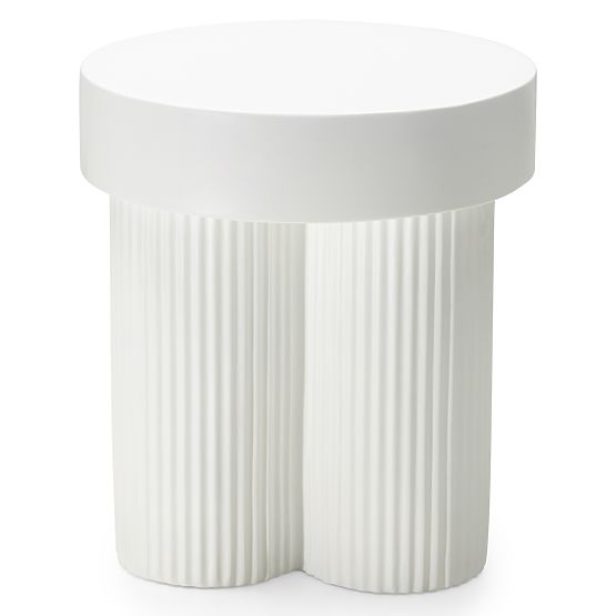 Konferencijski stolić Salerno 45 cm, okrugli, bijeli, s urezima