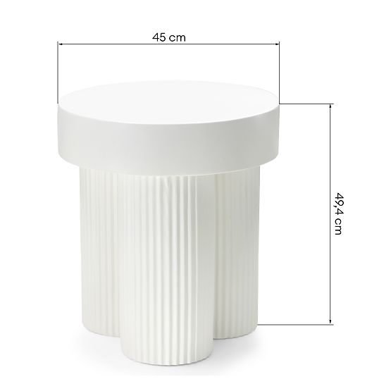 Konferencijski stolić Salerno 45 cm, okrugli, bijeli, s urezima