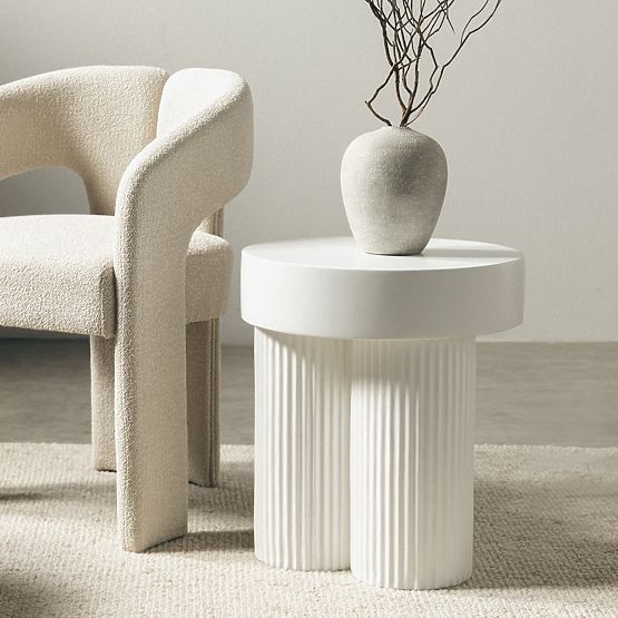 Konferencijski stolić Salerno 45 cm, okrugli, bijeli, s urezima