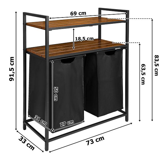 Košara za rublje s policama 2 komore MIRUN