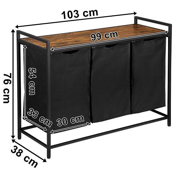 Košara za rublje s policom 3 pretinca ARTUS