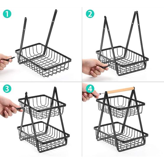 Košara za voće PULOS 2 razine crna