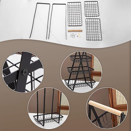 Košara za voće PULOS 3 razine crna