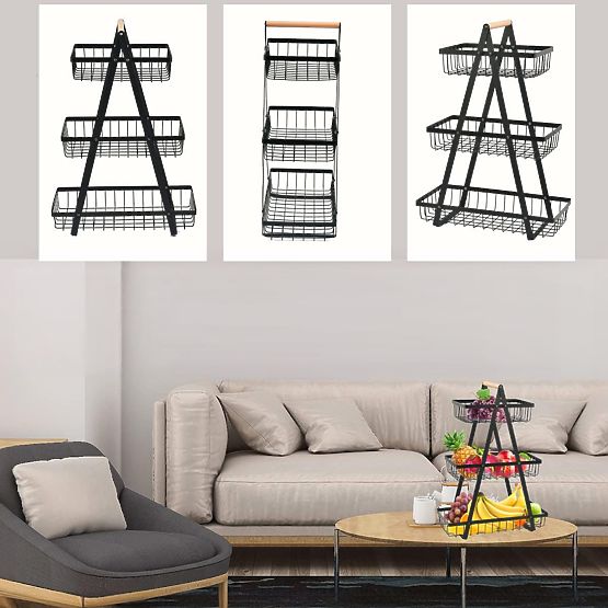 Košara za voće PULOS 3 razine crna