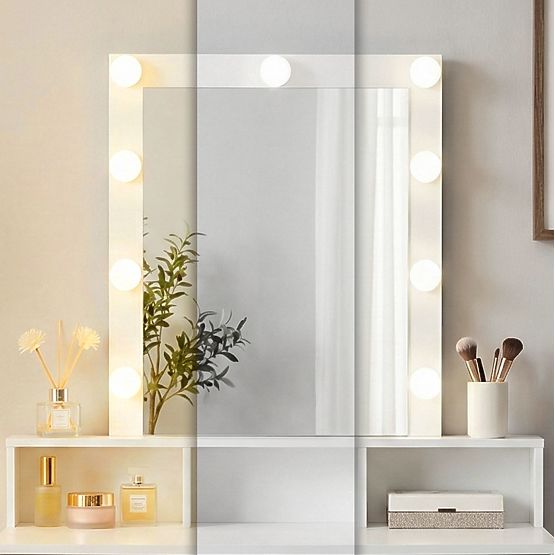 Kozmetički toaletni stolić s ogledalom i LED rasvjetom 3 boje podešavanja svjetline ModernHome