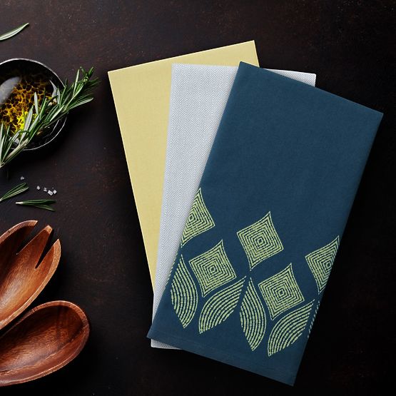 Kuhinjska krpa LETTY žuta s printom moderni motiv klasični stil 50x70 ameliahome