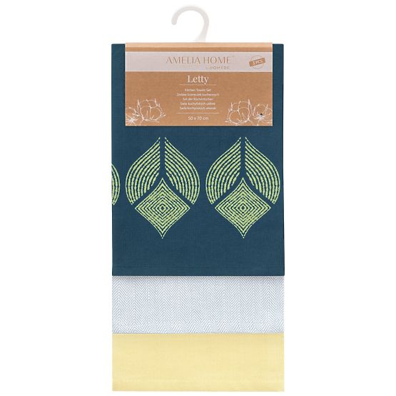 Kuhinjska krpa LETTY žute boje s print motivom modernog stila klasična 50x70 ameliahome