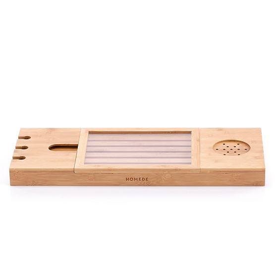 Kupaonski dodaci MELEDYN svijetlosmeđe boje u boho stilu, samostojeći za unutarnju upotrebu homede