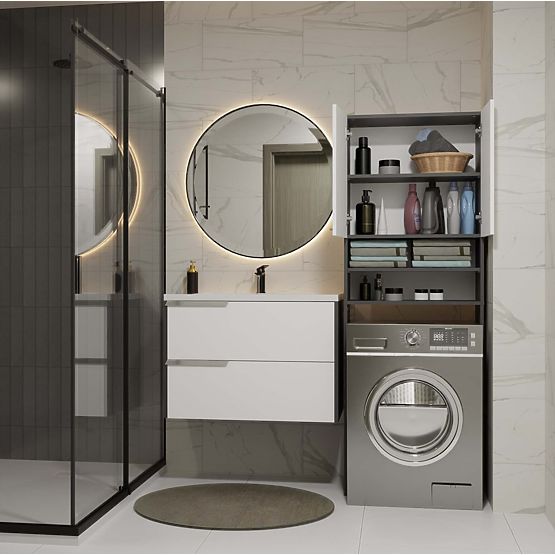 Kupaonski Ormar iznad Perilice POLA DK ANTRACIT BIJELA Regal Stup 180X64X30