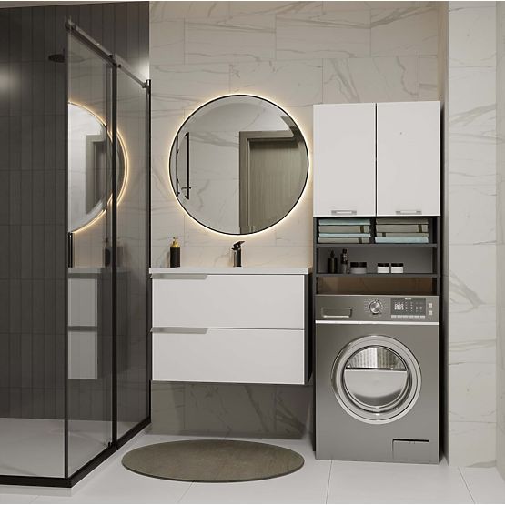 Kupaonski Ormar iznad Perilice POLA DK ANTRACIT BIJELA Regal Stup 180X64X30