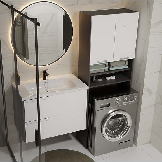 Kupaonski Ormar iznad Perilice POLA DK ANTRACIT BIJELA Regal Stup 180X64X30