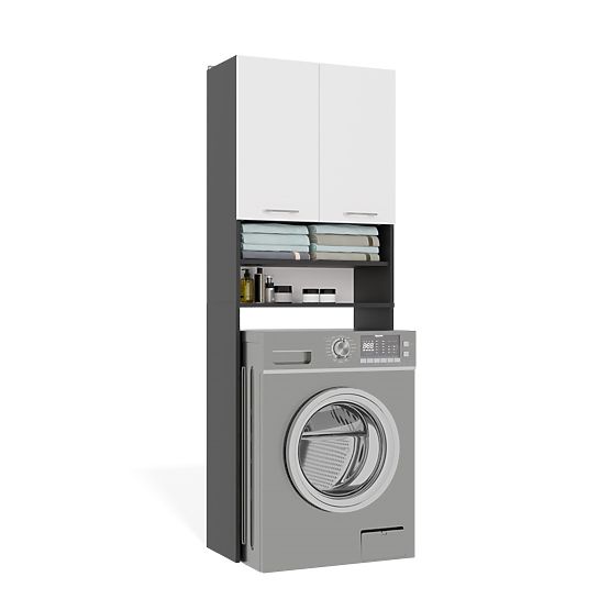 Kupaonski Ormar iznad Perilice POLA DK ANTRACIT BIJELA Regal Stup 180X64X30