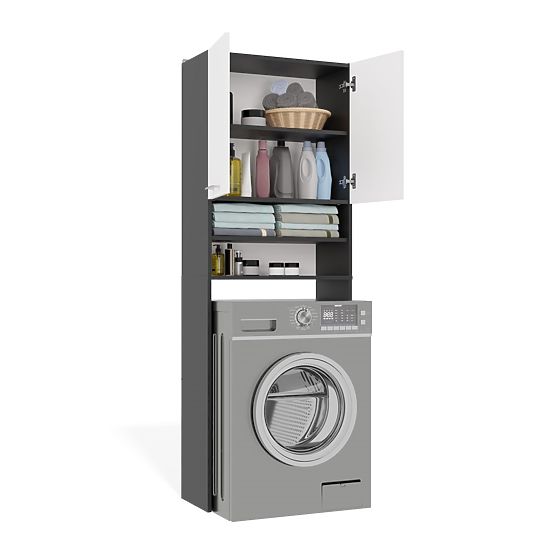 Kupaonski Ormar iznad Perilice POLA DK ANTRACIT BIJELA Regal Stup 180X64X30