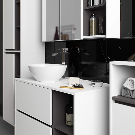 KUPAONSKI ORMARIĆ ISPOD UMIVAONIKA S OTVORIMA VAMI W90 UM 2SZ 2P BIJELA / GRAFITNO SIVA