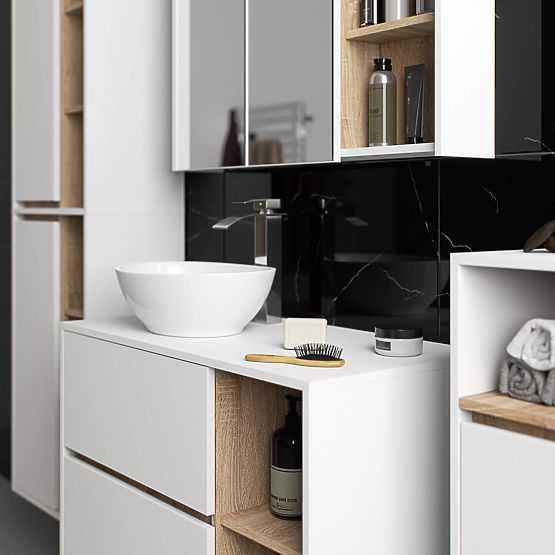 KUPAONSKI ORMARIĆ ISPOD UMIVAONIKA S OTVORIMA VAMI W90 UM 2SZ 2P BIJELA / HRAST SONOMA