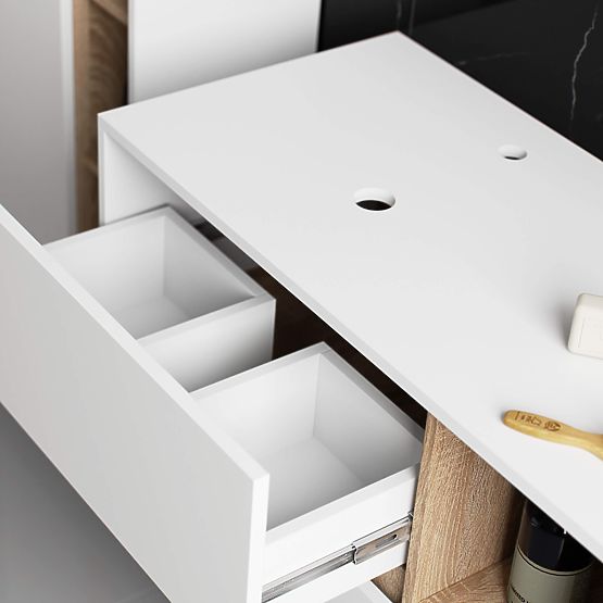 KUPAONSKI ORMARIĆ ISPOD UMIVAONIKA S OTVORIMA VAMI W90 UM 2SZ 2P BIJELA / HRAST SONOMA