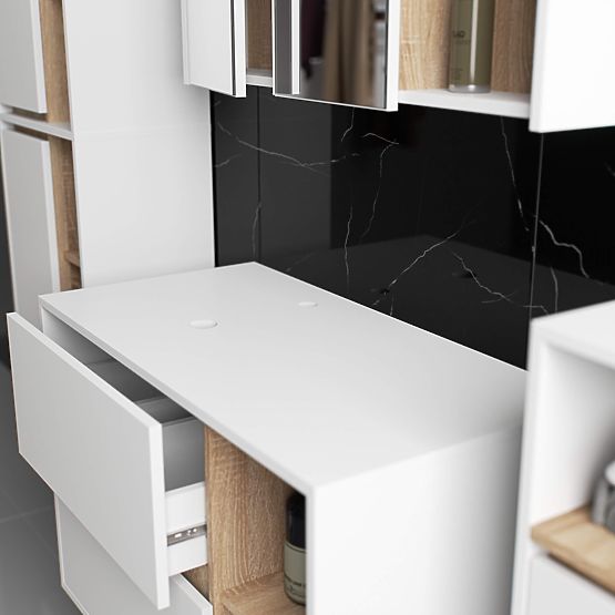 KUPAONSKI ORMARIĆ ISPOD UMIVAONIKA S OTVORIMA VAMI W90 UM 2SZ 2P BIJELA / HRAST SONOMA