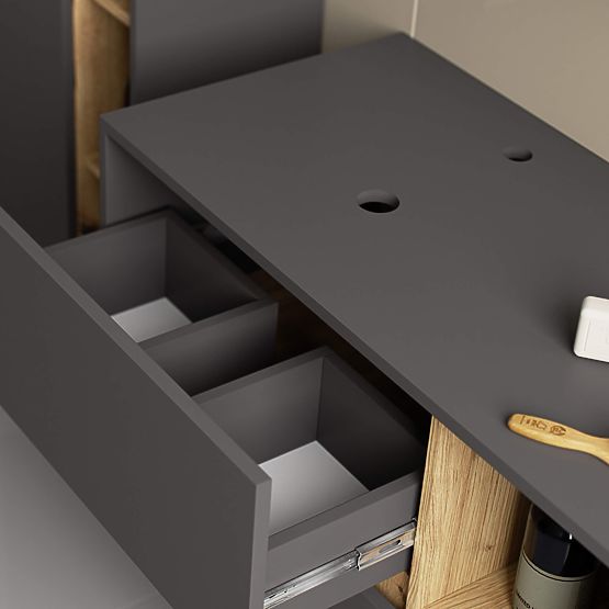 KUPAONSKI ORMARIĆ ISPOD UMIVAONIKA S OTVORIMA VAMI W90 UM 2SZ 2P GRAFIT SIVA / HRAST ARTISAN