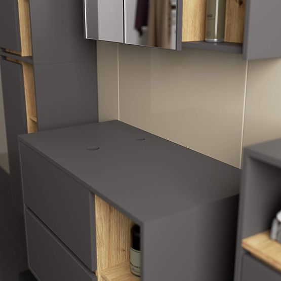 KUPAONSKI ORMARIĆ ISPOD UMIVAONIKA S OTVORIMA VAMI W90 UM 2SZ 2P GRAFIT SIVA / HRAST ARTISAN