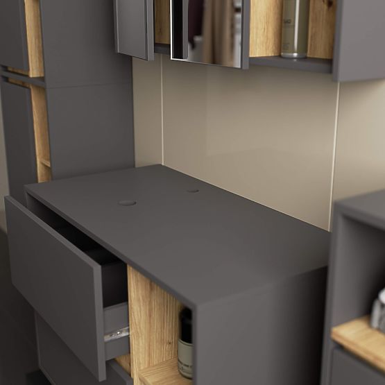 KUPAONSKI ORMARIĆ ISPOD UMIVAONIKA S OTVORIMA VAMI W90 UM 2SZ 2P GRAFIT SIVA / HRAST ARTISAN