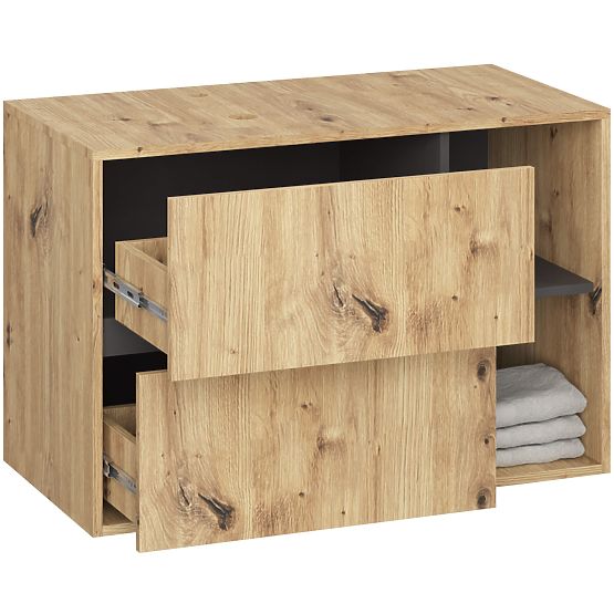 KUPAONSKI ORMARIĆ ISPOD UMIVAONIKA S OTVORIMA VAMI W90 UM 2SZ 2P HRAST ARTISAN / GRAFITNO SIVA