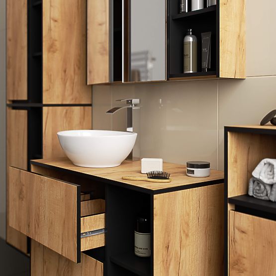 KUPAONSKI ORMARIĆ ISPOD UMIVAONIKA S OTVORIMA VAMI W90 UM 2SZ 2P HRAST CRAFT / CRNA