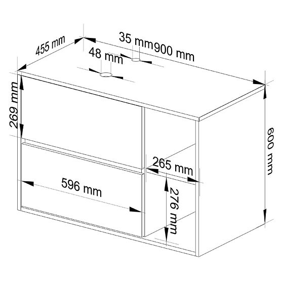 KUPAONSKI ORMARIĆ ISPOD UMIVAONIKA S OTVORIMA VAMI W90 UM 2SZ 2P HRAST CRAFT / CRNA