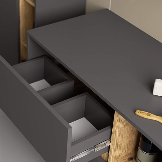 KUPAONSKI ORMARIĆ ISPOD UMIVAONIKA VAMI W 90 cm 2 LADICE GRAFIT SIVA / HRAST ARTISAN