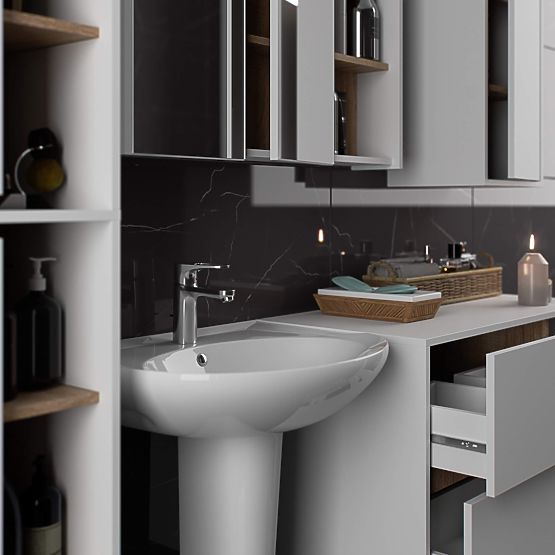 KUPAONSKI ORMARIĆ ISPOD UMIVAONIKA VAMI W90 2SZ 2P PK BIJELA / HRAST SONOMA