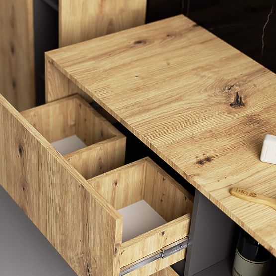 KUPAONSKI ORMARIĆ ISPOD UMIVAONIKA VAMI W90 2SZ 2P PK HRAST ARTISAN / SIVA GRAFIT